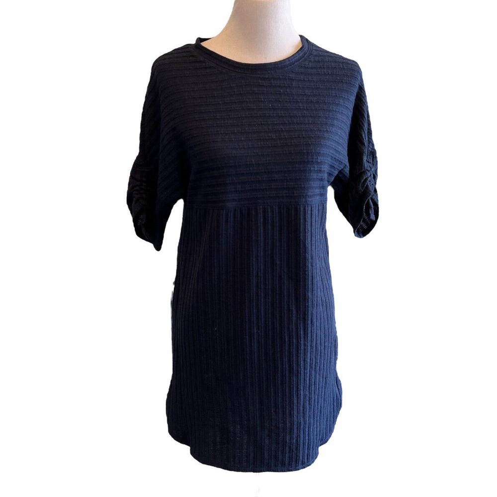 Max Studio Crewneck Sinched Short Sleeve Ribbed Mini Dress New XS